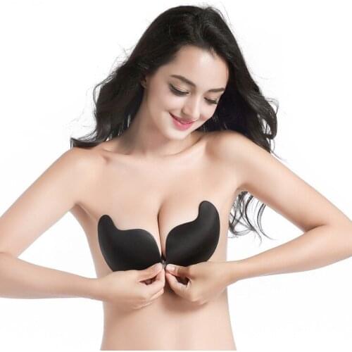 Women Silicone Adhesive Stick On Push Up Gel Strapless Backless Invisible Reusable Bra Cleavage Natural Effect Front Closure