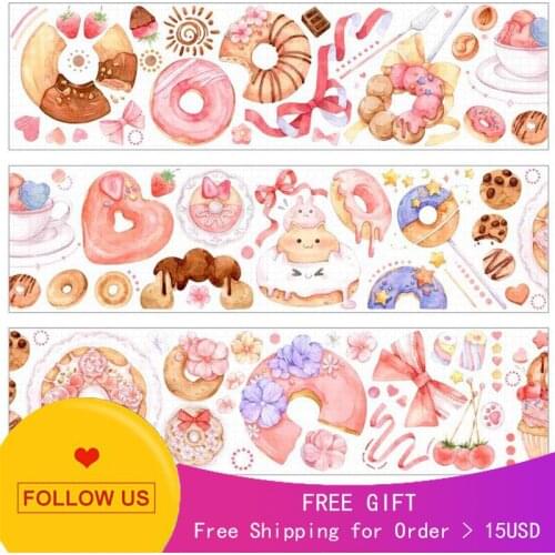 1 Loop Time Decorative Journal Washi Tape Sample Doughnut Bright Face Pet Crystal Ink Release Paper