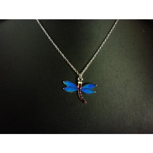 Changing Color Necklace Mood necklace Emotion Feeling Temperature dragonfly Pendant necklace 100pcs/lot by dhl free