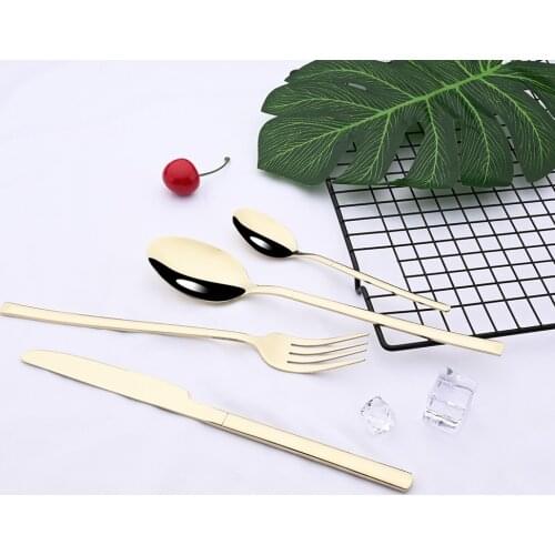 2Set Colorful Flatware Cutlery Set Kitchen Tableware Stainless Steel Complete Knife Fork Tea Spoon Dinnerware Set Eco Friendly