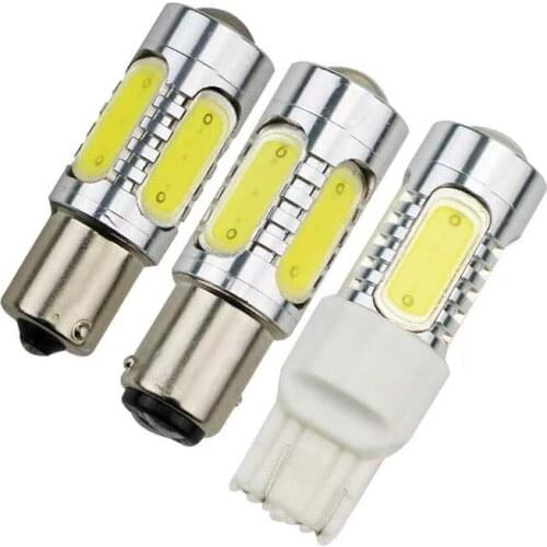 2PCS Ba15s 1156 Bay15d 1157 T20P21W 7.5W Super Bright LED COB SMD Bulb Backup Lamp Reverse Light White With Condenser Lens Style