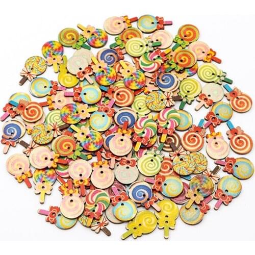 24Pcs Vintage Mixed Painting Wooden Buttons For Crafts Scrapbooking Sewing Clothes Button DIY Kid Apparel Supplies 15-35mm