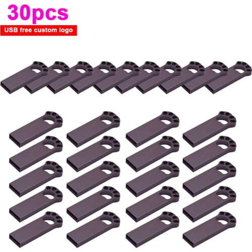 30pcs/lot free custom logo Pen Drive 8GB 16GB usb flash drive 32GB 64GB 128GB metal Keychain memory stick usb2.0 For photography