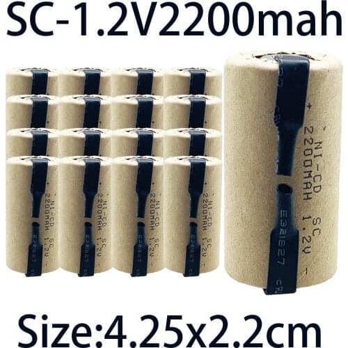 2200mAh rechargeable NICD for screwdrivers SC batteries welding tabs sub C battery for cordless drills 1.2V for hitachi