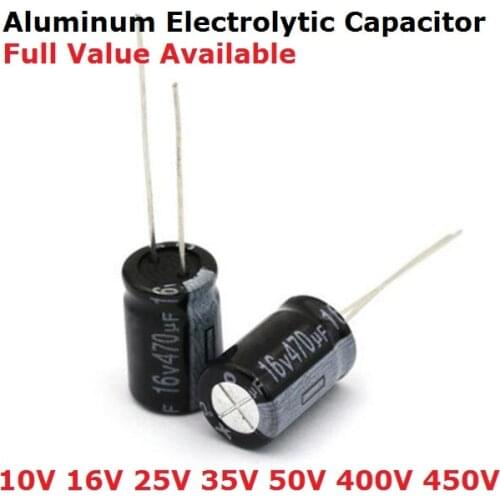 20pcs 1UF 2.2UF 3.3UF 4.7UF 0.47UF 10UF 22UF 33UF 47UF 100UF 220UF 330UF 470UF 50V Aluminum electrolytic capacitor 6/8/9/0/3.3uf