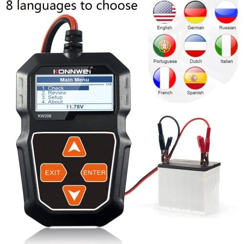 Car Battery Tester Charger Analyzer 2V 6V Battery System Analyzer 8 Languages 2000CCA Charging Cranking Test Tools For The Car