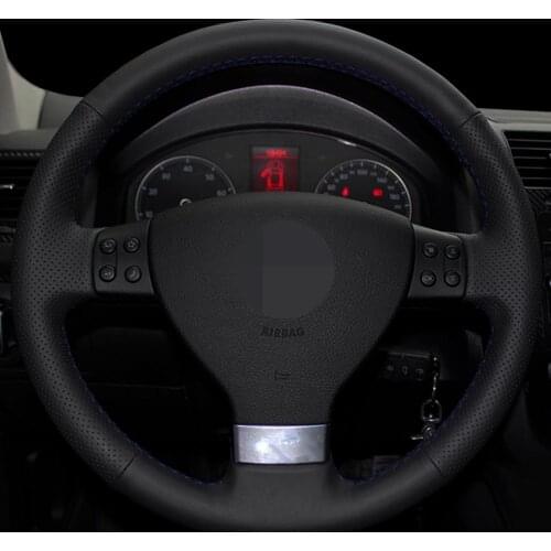 DIY Artificial Leather Black Car Steering Wheel Cover For Volkswagen Golf 5 Mk5 VW Passat B6 Jetta 5 Mk5 Tiguan 2007-2011