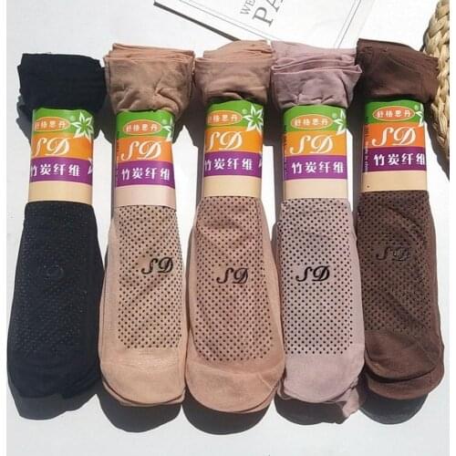 Black Women Massage Non-slip Socks Chic Silicone Bottom Non-slip Velvet Socks Dot Rubber Sole Short Comfortable Fashion Socks