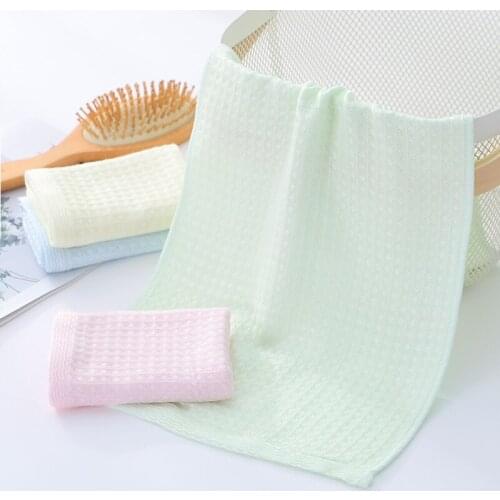 Double-Layer Bamboo Fiber Waffle Solid Color Towel Childrens Face Towel For Home 26*50Cm TJ3760