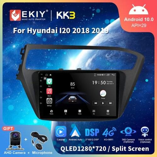 EKIY QLED 1280*720P DSP Car Radio For Hyundai I20 2018 2019 All-in-One Android 10 Multimedia Video Player GPS Navi No Double Din