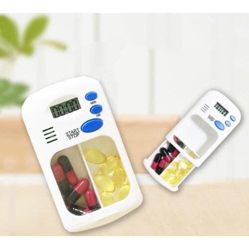 Electric Pill Box Alarm Timer Mini Portable Dispenser Electronic Clock Reminder Emergency Protection LED Display First Aid Kits