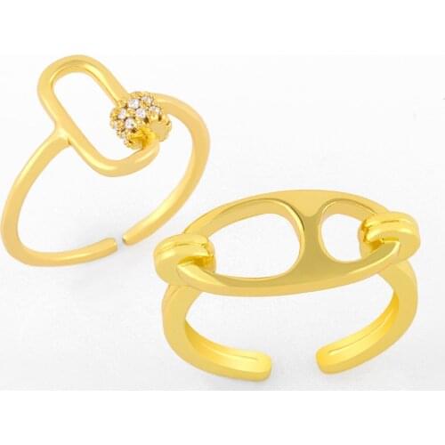 FLOLA White Stone Oval Open Cuff Rings For Women Adjustable Polished Stackable Finger Rings CZ Minimalist Jewelry Gifts rigj93