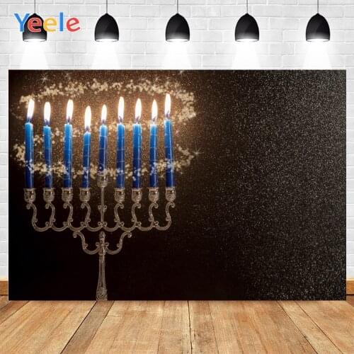 Yeele Happy New Year Judaism Hanukkah Blue Candles Spot Background Photophone Baby Photo Studio for Decoration Customized Size