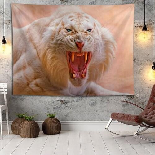 Hot Sale Custom White Tiger Large Wall Tapestry Wall Hanging Bohemian Wall Tapestries Mandala Wall Art Decor