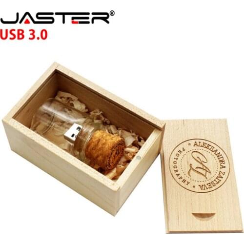JASTER USB 3.0 Glass drift bottle with Cork USB Flash Drive glass bottle pendrive 4GB 8GB 16GB 32GB 64GB wedding gift