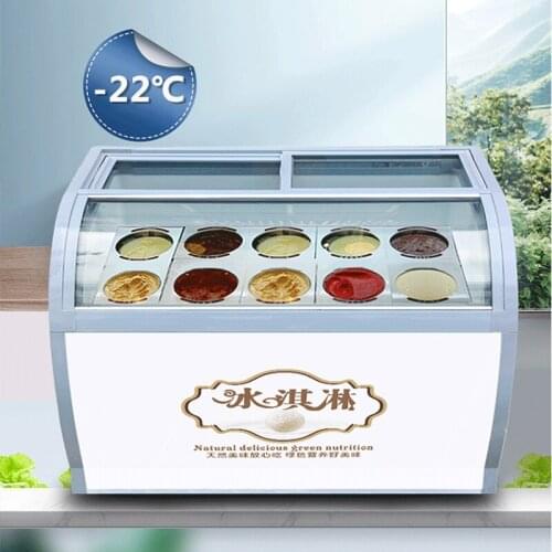 Commercial Ice Cream Showcase Ice Porridge Freezer 6 Round Barrels Refrigerated Popsicle Display Cabinet