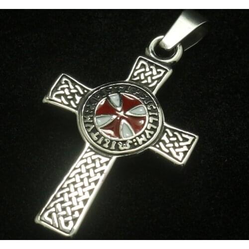 316L Stainless Steel Cool Two Sides Knights Templar Cross Pendant Newest