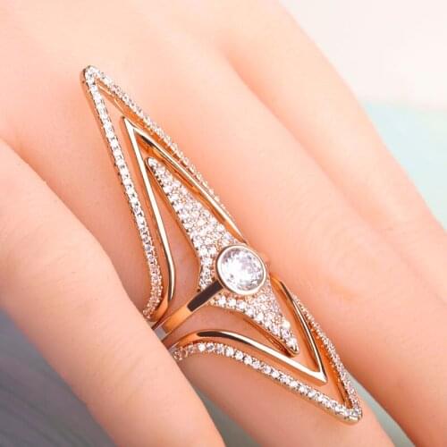 Madrry Zircon Filled Rhombus Rings Gold-Color Star Shape Three Piece Rings Sets Anel Wedding Party Personality Anillos Mujer