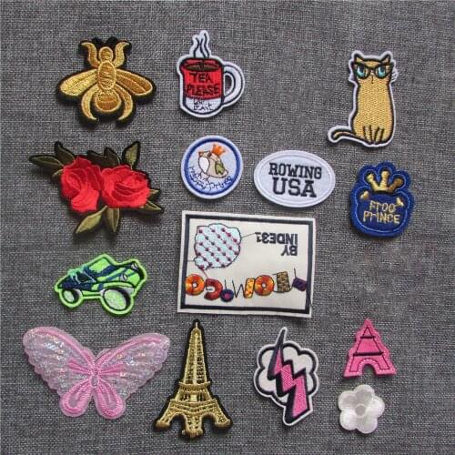 Cartoon Patches For Clothes Application Jeans Bag Applique Iron On Embroidered animal Stripes Sewing Accessories