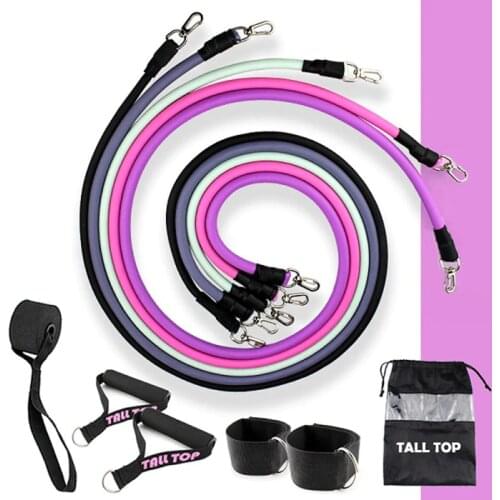 11 Pcs Fitness Resistance Tube Bands Set Exercise Tubes Rubber Band Great For Resistance Training, Physical Therapy, Weight Loss