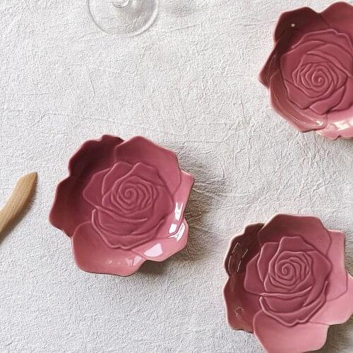 Pack of 2 Rose Floral Petal Plates Dessert Dishes Cake Plate Premium Wedding Snack Decor Baby Shower Decor Candle Holder