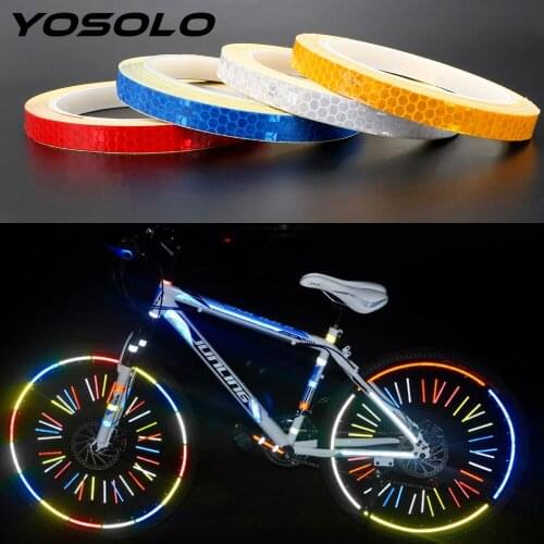 YOSOLO Bike Sticker Reflective Strip Car Reflective Stickers Bicycle Reflective Tape Decals Car Door Wheel Eyebrow Sticker