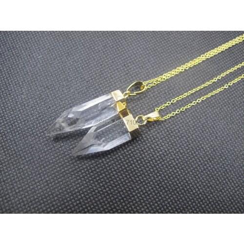 Natural Stone Real Clear Quartz Necklaces For Women Crystal Gem Stone Quartz Pendant Necklace