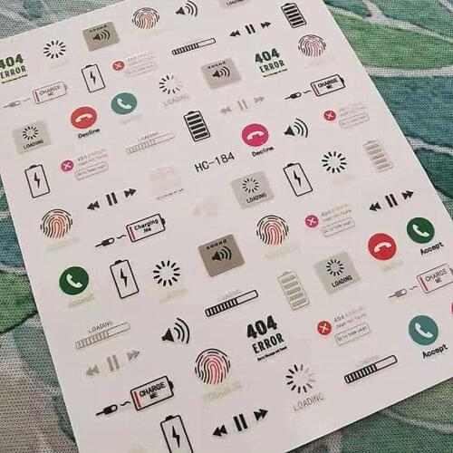 Newest HC 184 design 3d nail sticker template back glue DIY nail decal decoration tools for nail art design