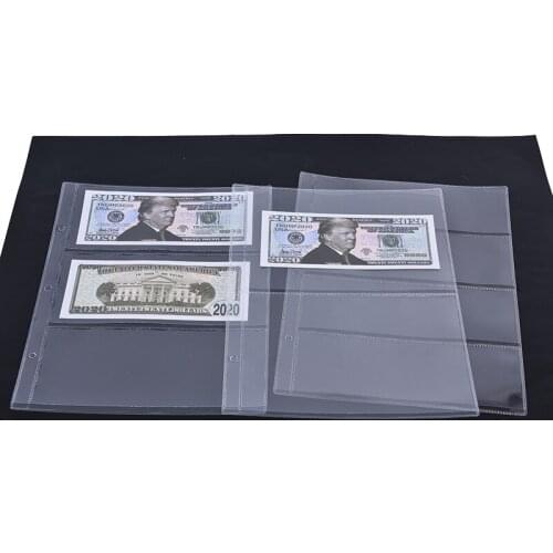 New Storage Bags Money Banknote Paper Money Album Page Collecting Holder Sleeves 3-Slot Loose Leaf Sheet Stamps Pocket Holder