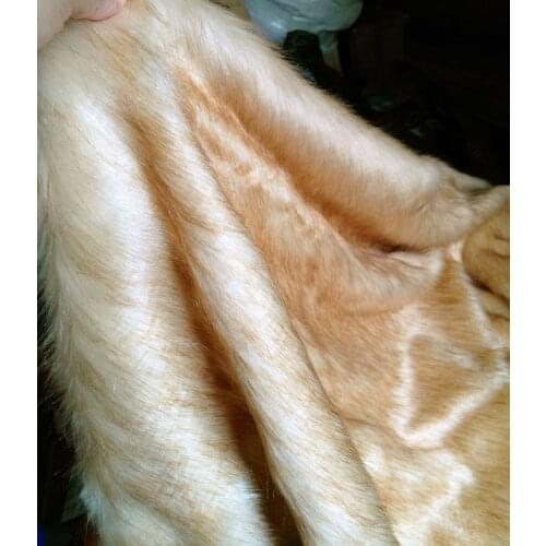 Faux fox fur clothing fabric photography background cloth,light yellow coloer dye tip pile 3-4cm170cm*50cm/PCS
