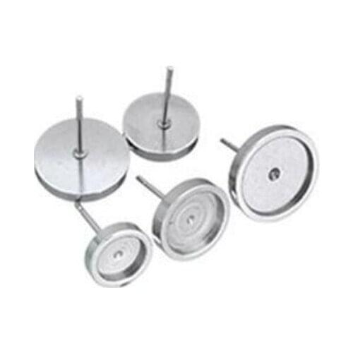 20pcs/lot 6/8/10/12mm blank base Earring Settings Stainless Steel Base Fit Cabochoon Cameo DIY Earrings Ear Jewelry