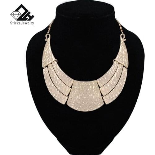 Sticks Jewelry Brand Zinc Alloy Trendy Necklace Gold Plate Geometric Charm Bib Choker Necklace for Women