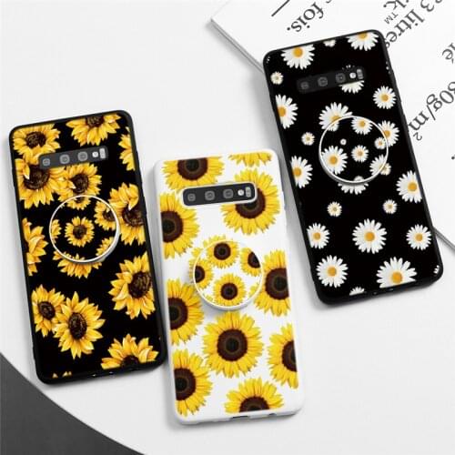 Daisy Stand Holder Case For Samsung Galaxy S20 Ultra S8 S9 S10 Plus J5 J7 J6 J4 Plus Prime 2018 2017 Sunflower Cover Phone Bags