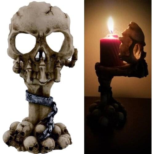 Halloween Decorations Horror Halloween Skeleton Candle Holders Resin Candlestick for Bedroom Study Shop
