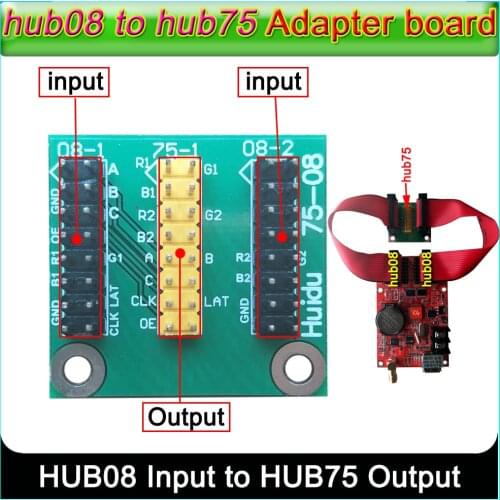 Full color HUB75 adapter board hub08 to hub75,Huidu Dual color controller hub08 to full color hub75, Can show seven colors
