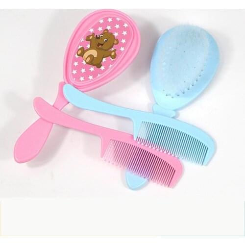 2Pcs Newborn Baby Brush And Comb Cute Safety Bathing Soft Care Brush Comb Set Infant Hair Scalps Head Massager