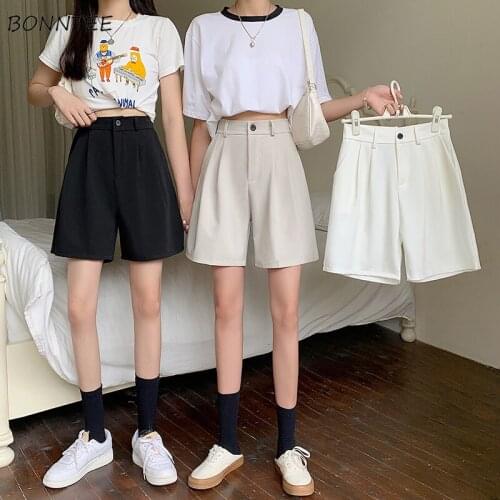 Wide Leg Shorts Women High Waist Solid Loose New Summer Thin Korean Ins All-match Soft Cool Streetwear Trousers Girls Friends