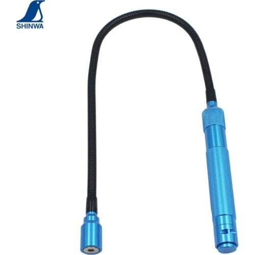 SHINWA Strong Magnetic Pick-up Tool Pen Flexible Usable in Narrow Wingding Dark Hard-to-reach Place with LED Light