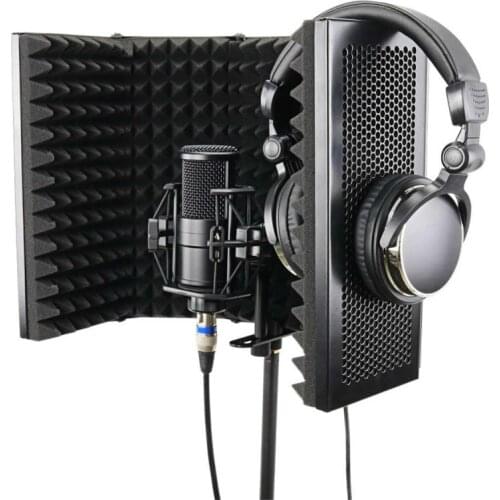 Foldable Microphone Acoustic Isolation Shield Acoustic Foams Panel Studio for Recording Live Broadcast Microphone Accessories