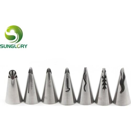 Icing Tips 7PCS Stainless Steel Bobbi Skirt Tips Russian Nozzles Cake Decorating Pastry Icing Piping Tips Set Wedding Decoration