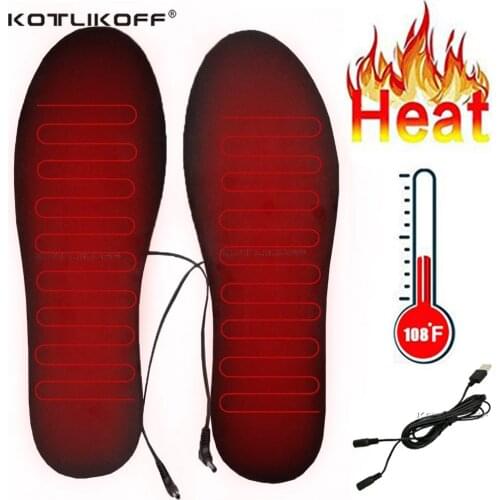 USB Heated Shoe Insoles Electric Foot Warming Pad Feet Warm Sock Pad Mat Electrically Heating Insoles Washable Winter Thermal
