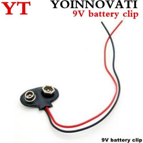 10pcs 9V Battery Clasp Cross Battery Clip Holder Connectors Plug Snap T Type Lead Wire Soft Buckle Length:10CM