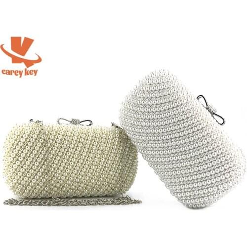 CAREY KAY Women Small Beaded Evening Bags Elegant Black Clutch Purse Wedding Party Designer Handbags Metal Chain Shoulder Bags