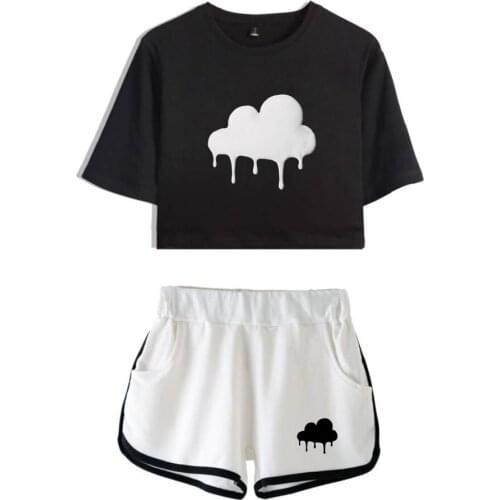 Creative Design dixie damelio cloudy two pieces set shorts + crop top women fashion harajuku streetwear Summer girl sets Casual