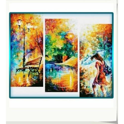 Gold Collection Embroidery Autumn Park Cross Stitch Patterns Modern Art with 100% Cotton Floss & Free Shipping for Wall Decor