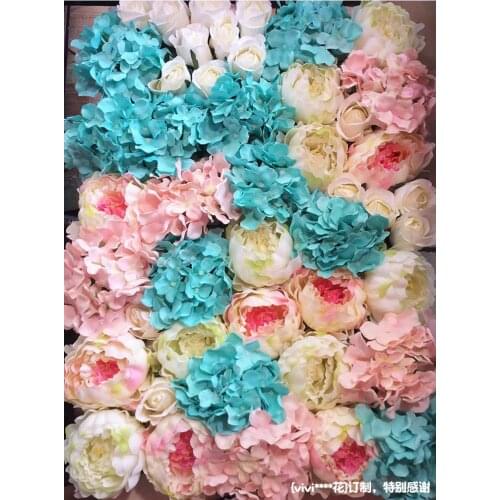 10pcs/lot Artificial silk peony with Hydrangea flower wall wedding background decor home decoration wedding flower wall 40*60cm