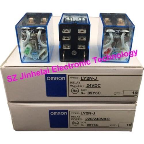 100%Authentic original LY2N-J(LY2NJ) 24VDC 220VAC OMRON 8Pin Relay DC24V AC220V 10A
