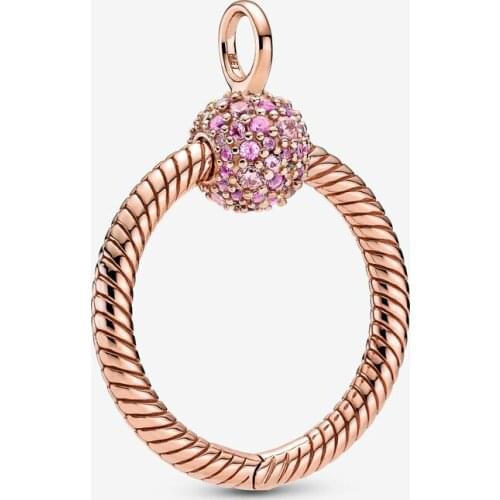 100% 925 Sterling Silver Moments Small Pave O Pendants for Women Fine Jewelry Gift Necklaces & Pendants Without Chain