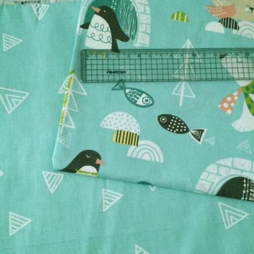 100% Cotton twill cloth cartoon trip to the South Pole penguin tri-angle for DIY kids bedding clothes cushions quilting fabrics