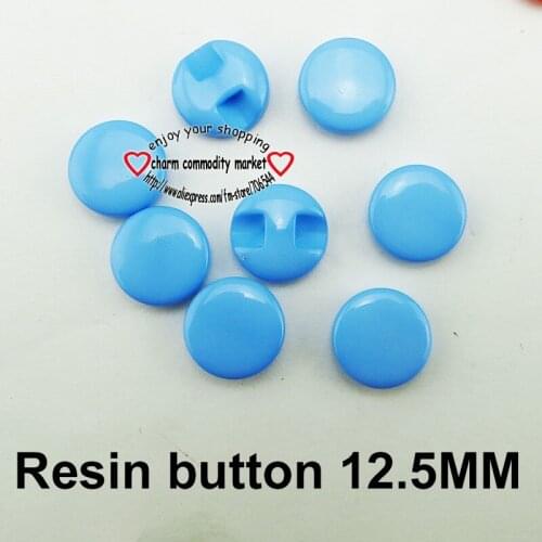 100PCS 12.5MM blue Dyed RESIN buttons coat boots sewing clothes accessory pearl button 10-177-R